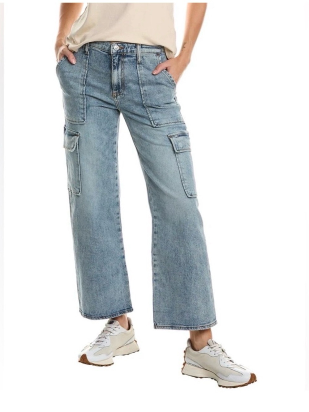 HUDSON Jeans Rosalie Avila High Waist Wide Leg Cargo Utility Crop Blue Size 29